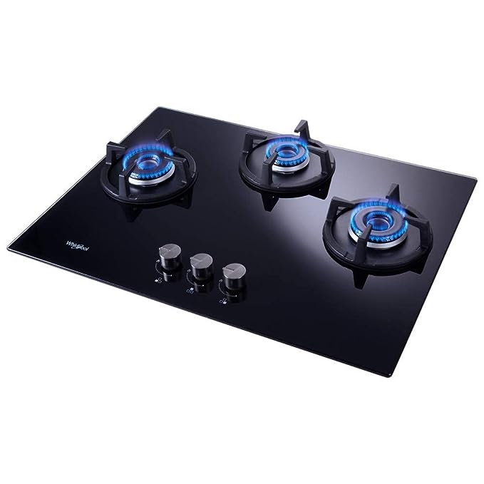 Whirlpool Hob 3 Burner Auto Ignition Gas Stove Glass Ceramic Elite Hybrid HD 703 MT Gas Hob Black